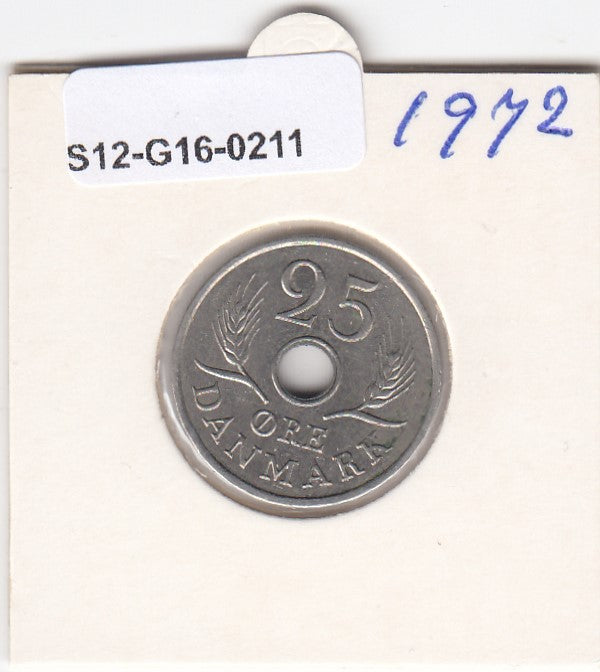 S12-G16-0211 Denmark 25 øre 1972 XF KM# 855