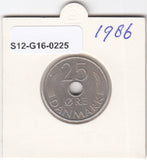 S12-G16-0225 Denemarken 25 öre 1986  XF KM# 861