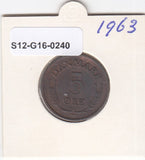 S12-G16-0240 Denemarken 5 öre 1963  XF KM# 847