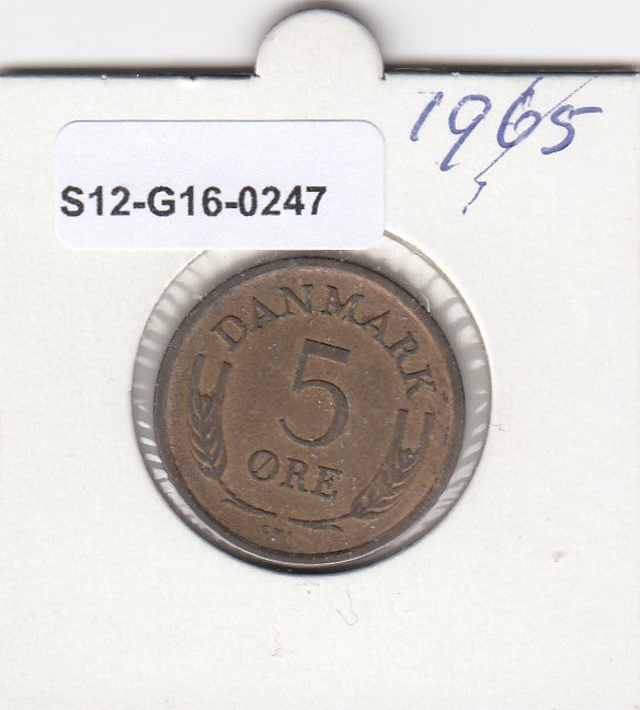 S12-G16-0247 Denemarken 5 öre 1965  XF+ KM# 848