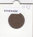 S12-G16-0252 Denemarken 5 öre 1967  XF+ KM# 848