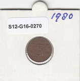 S12-G16-0270 Denemarken 5 öre 1980  VF KM# 859