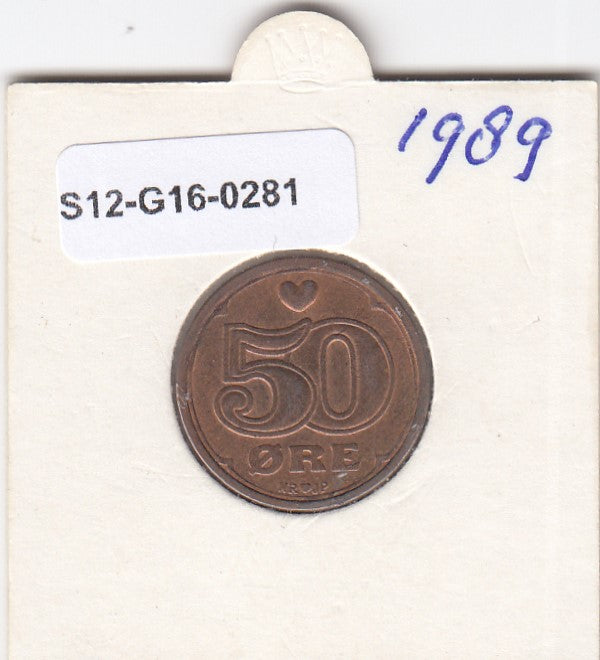 S12-G16-0281 Denemarken 50 öre 1989  VF KM# 866
