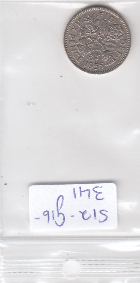 S12-G16-0341 United Kingdom 6 pence 1955   VF KM903