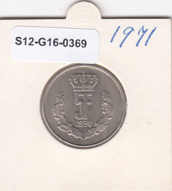 S12-G16-0369 Luxemburg 5 franc 1971  XF+ KM56