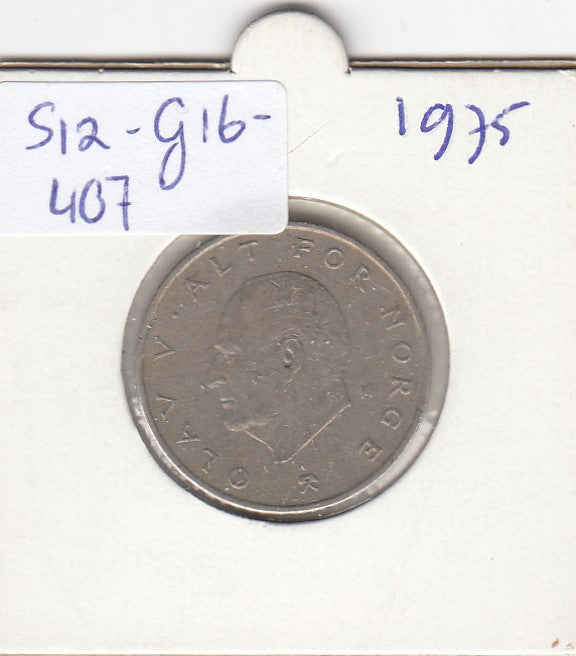S12-G16-0407 Norway 1 krone 1975   VF  KM-419
