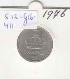 S12-G16-0411 Norway 1 krone 1976   VF  KM-419