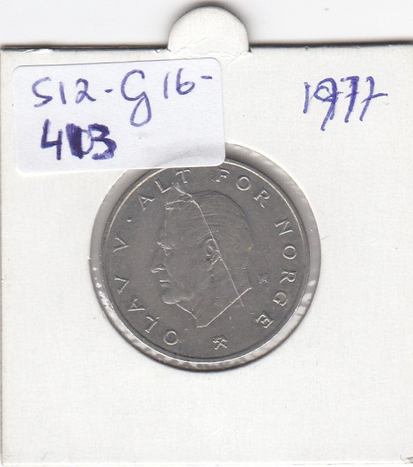 S12-G16-0413 Norway 1 krone 1977   VF  KM-419
