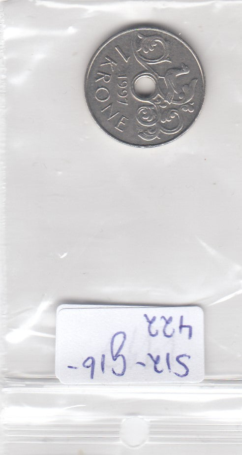 S12-G16-0422 Norway 1 krone 1997   VF  KM-462
