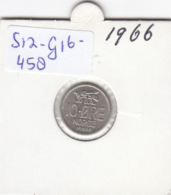 S12-G16-0458 Norway 10 öre 1966   XF KM-411
