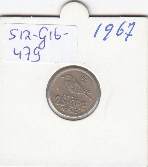 S12-G16-0479 Norway 25 öre 1967   VF  KM-407