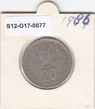 S12-G17-0077 Portugal 20 escudos 1986  VF