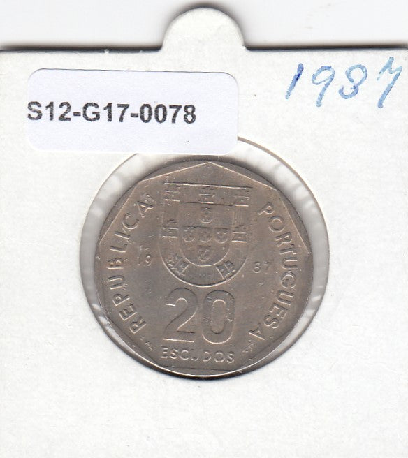 S12-G17-0078 Portugal 20 escudos 1987  VF+