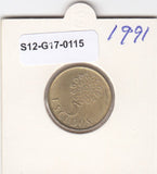 S12-G17-0115 Portugal 5 escudos 1991  XF/UNC