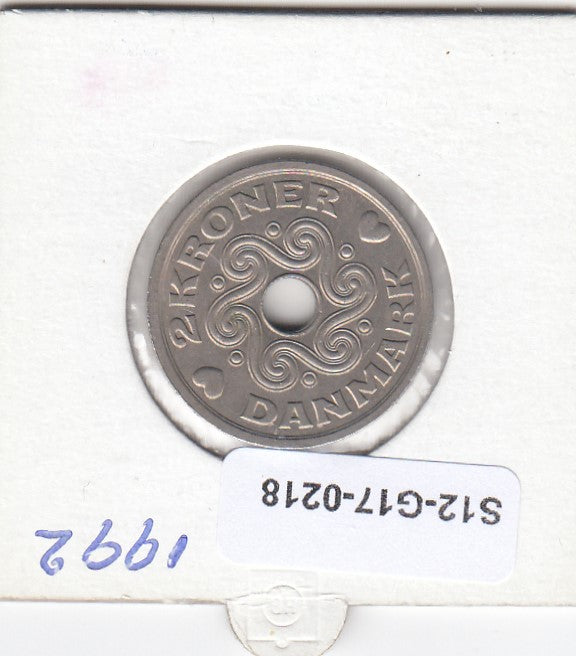 S12-G17-0218 Denemarken 2 krone 1992  XF+