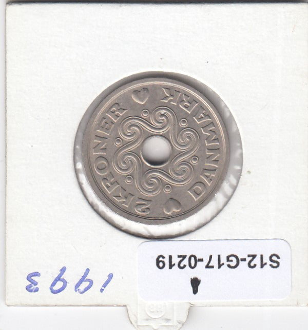 S12-G17-0219 Denemarken 2 krone 1993  XF+