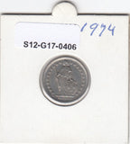 S12-G17-0406 Zwitserland 1/2 franc 1974  ZF