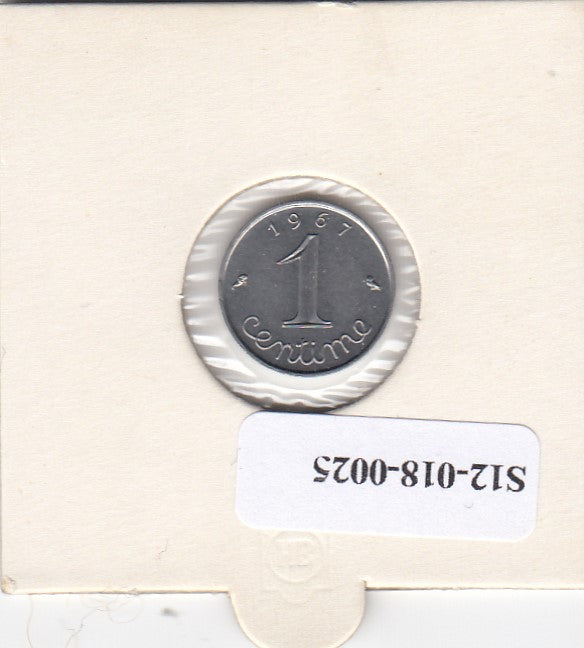 S12-G18-0025 Frankrijk 1 centime 1967  XF KM928