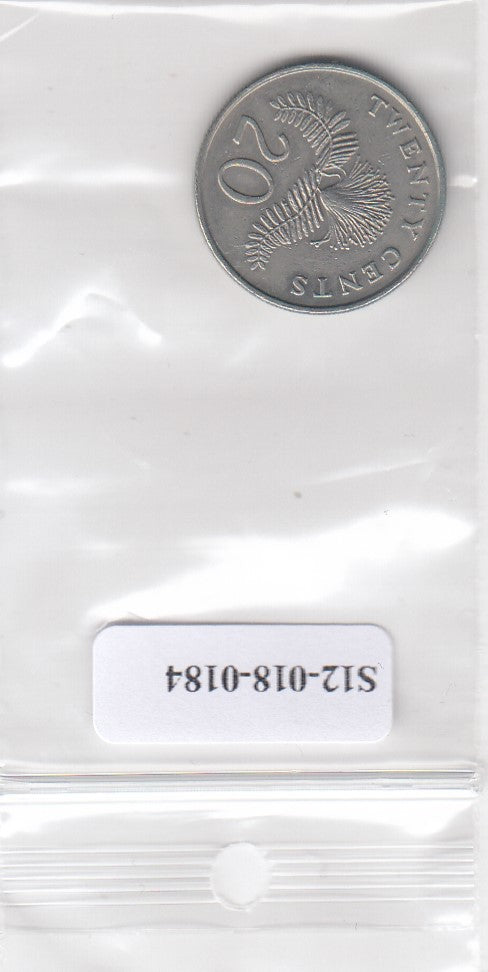 S12-G18-0184 Singapore 20 cents 1988  VF KM52