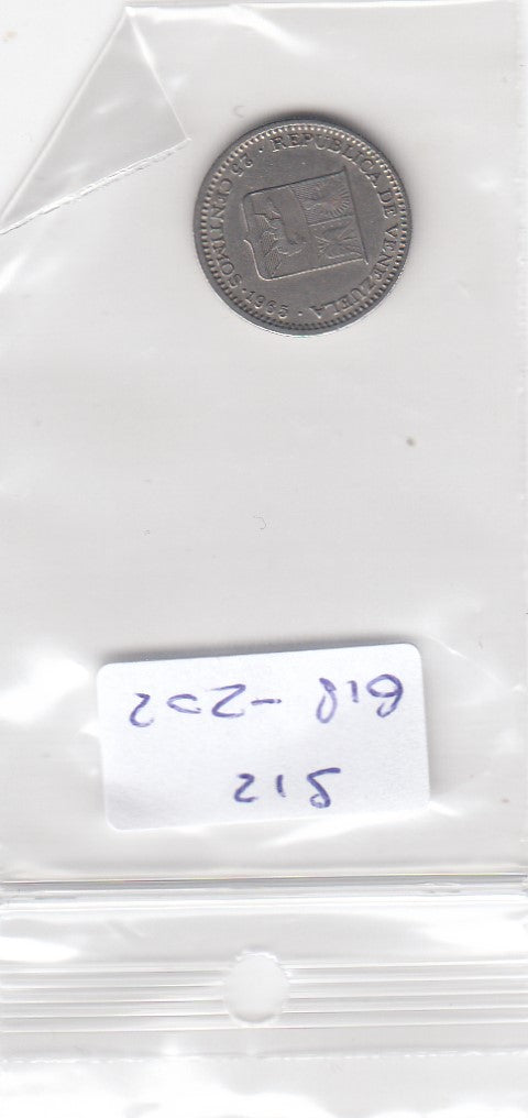 S12-G18-0202 Venezuela 25 centimos 1965  VF Y40