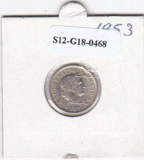 S12-G18-0468 Zwitserland 5 rappen 1953  XF KM26