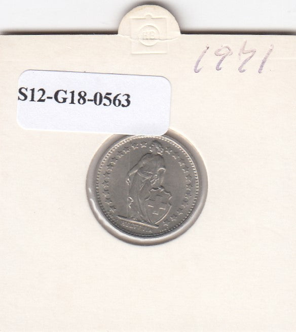 S12-G18-0563 Zwitserland 1/2 franc 1971  XF KM23a