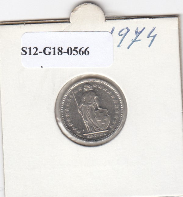 S12-G18-0566 Zwitserland 1/2 franc 1974  VF/XF KM23a