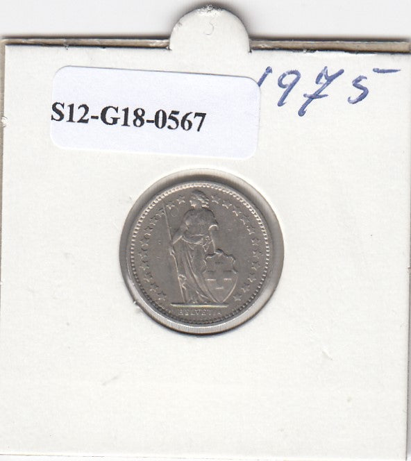 S12-G18-0567 Zwitserland 1/2 franc 1975  VF/XF KM23a