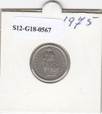 S12-G18-0567 Zwitserland 1/2 franc 1975  VF/XF KM23a