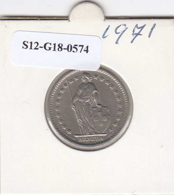 S12-G18-0574 Zwitserland 1 franc 1971  VF KM24a