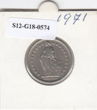 S12-G18-0574 Zwitserland 1 franc 1971  VF KM24a