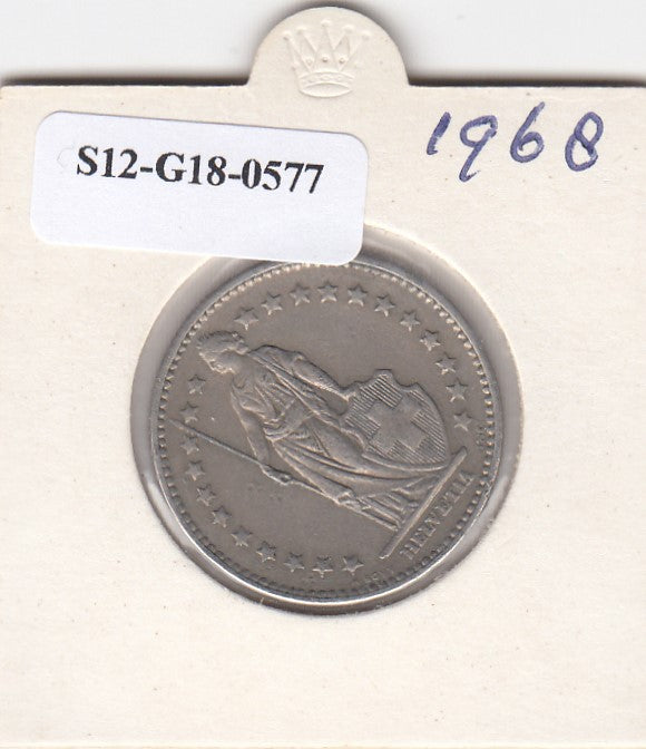 S12-G18-0577 Zwitserland 2 franc 1968 B VF KM21a