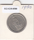 S12-G18-0580 Zwitserland 2 frank 1980 XF KM21a