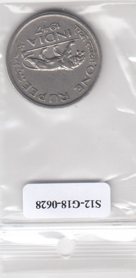 S12-G18-0628 India 1 rupee 1947 mumbai VF KM559