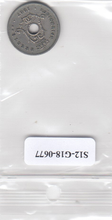 S12-G18-0677 België 5 centimes 1907 belgie VF KM55