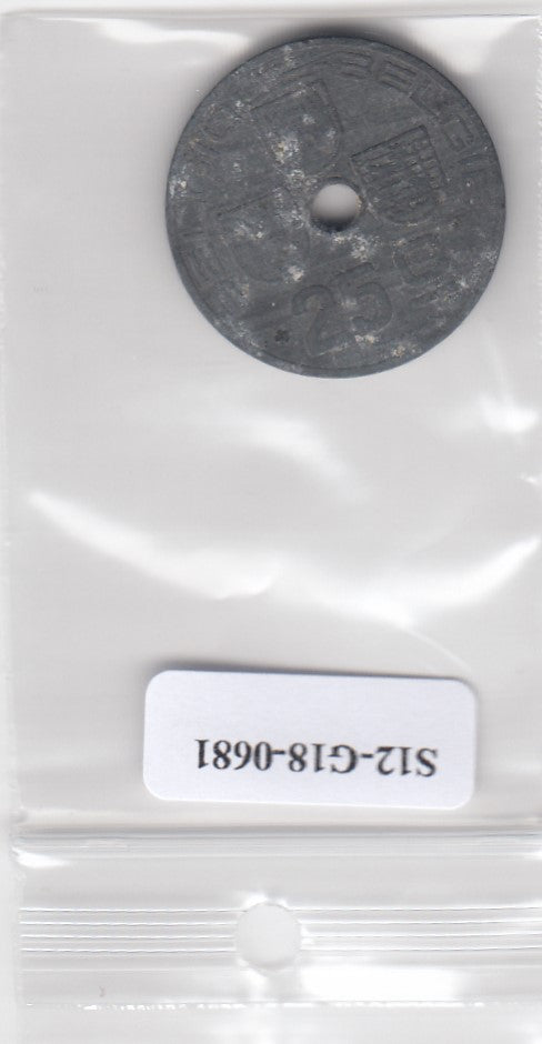 S12-G18-0681 België 25 centimes 1943 belgique FI/VF KM123