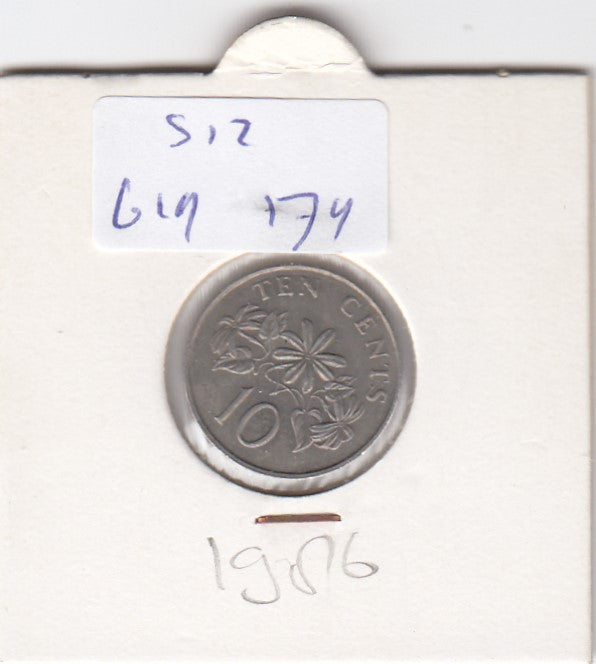 S12-G19-0179 Singapore 10 cents 1986  VF KM51