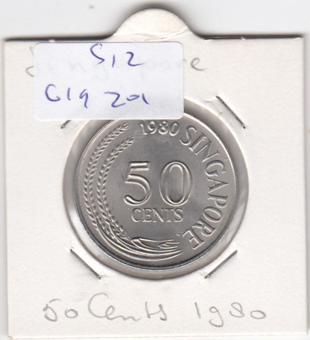 S12-G19-0201 Singapore 50 cents 1980  MS63 KM5
