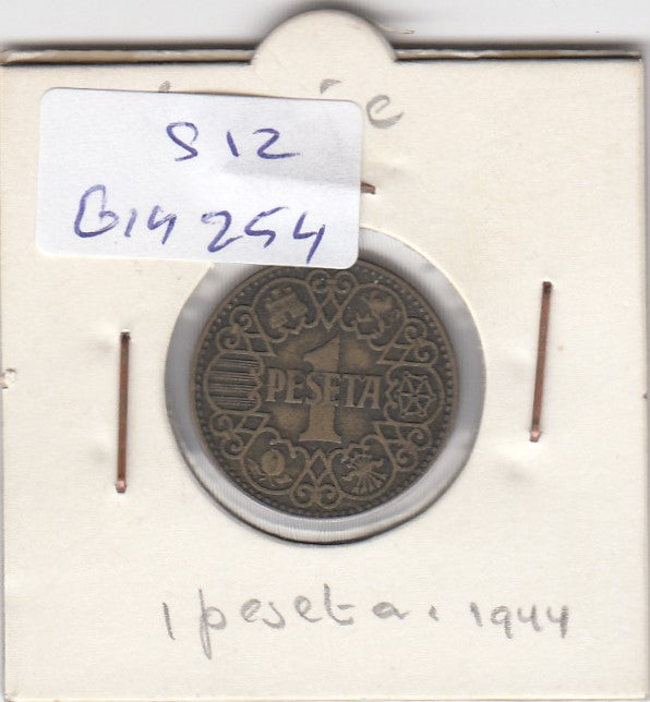 S12-G19-0254 Spanje 1 peseta 1944   FI/VF KM767