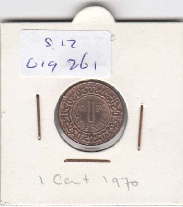 S12-G19-0261 Suriname 1 cent 1970  Xf KM11