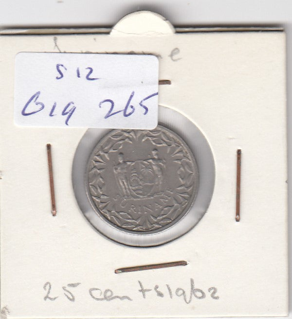 S12-G19-0265 Suriname 25 cents 1962  VF KM14