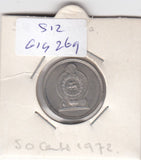 S12-G19-0269 Sri lanka 50 cents 1972  MS60 KM132