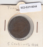 S12-G19-0344 Frankrijk 5 centimes 1854 FI KM777