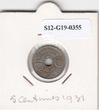 S12-G19-0355 Frankrijk 5 centimes 1931  VF KM875