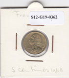 S12-G19-0362 Frankrijk 5 centimes 1968  VF KM933