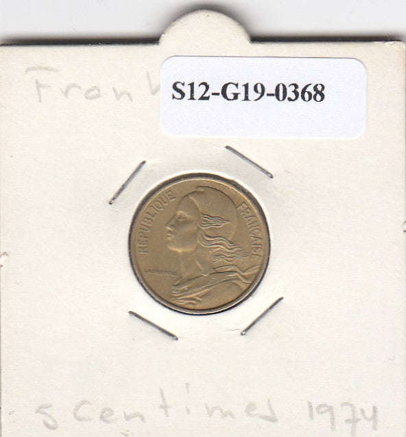 S12-G19-0368 Frankrijk 5 centimes 1974  VF KM933
