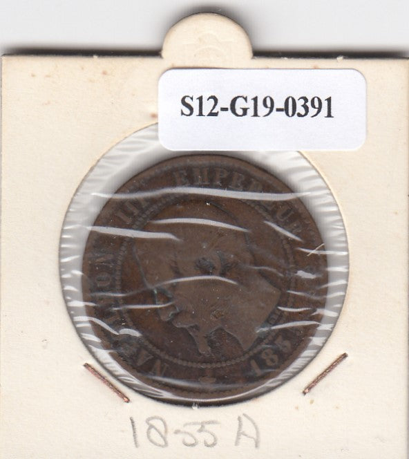 S12-G19-0391 Frankrijk 10 centimes 1855 A VF- KM771