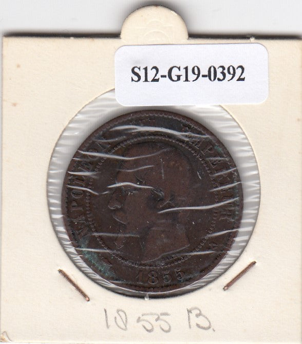 S12-G19-0392 Frankrijk 10 centimes 1855 B VF+ KM771