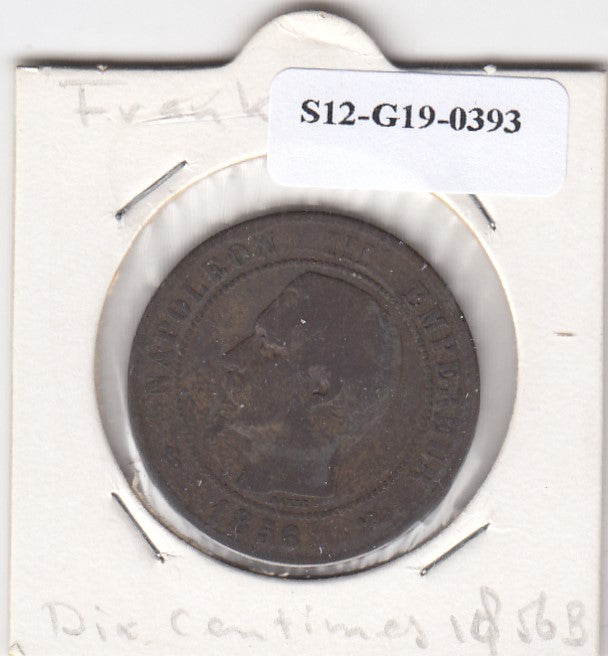 S12-G19-0393 Frankrijk 10 centimes 1856 B VF- KM771