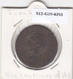 S12-G19-0393 Frankrijk 10 centimes 1856 B VF- KM771